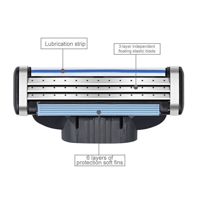 4 Stuks Mannen Veiligheid Scheermesjes 3Layer Rvs Veiligheid Blades Vervanging Hoofd