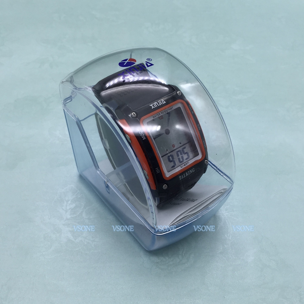 Rechthoekige wijzerplaat, italiaans sprekend horloge voor blinden en ouderen elektronisch sporthorloge 829ti