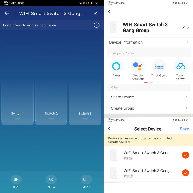 Tuya EU WiFi Smart Switch EU 220V 1/2/3 Gang Wall Light Button Light Switches Work with Alexa Google Home