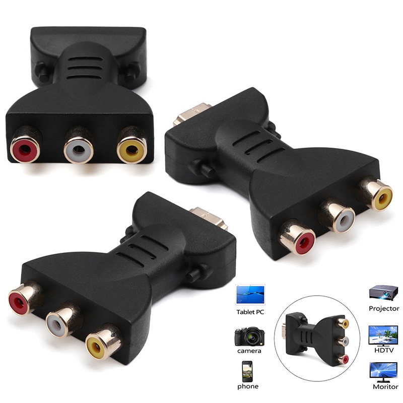 Vga a Hdmi componentes de la computadora Mini sonido AV Digital Cables señal HDMI a 3 RCA cobre conversor plástico Video