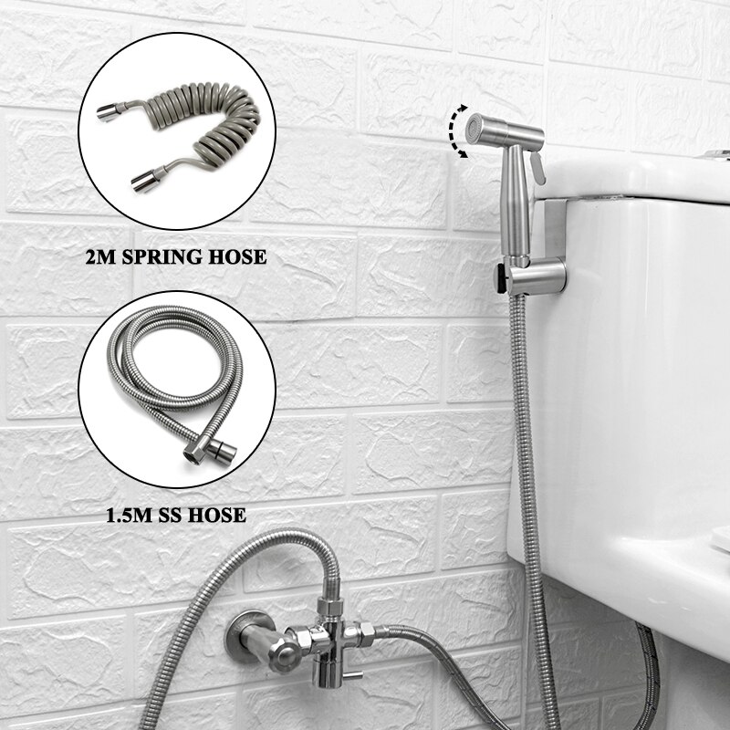 Bidet Douche Kranen Wc Handheld Spuiten Rvs Douche Set Tank Haak Bidet Sproeier Zelfreinigende Shattaf Voor Badkamer