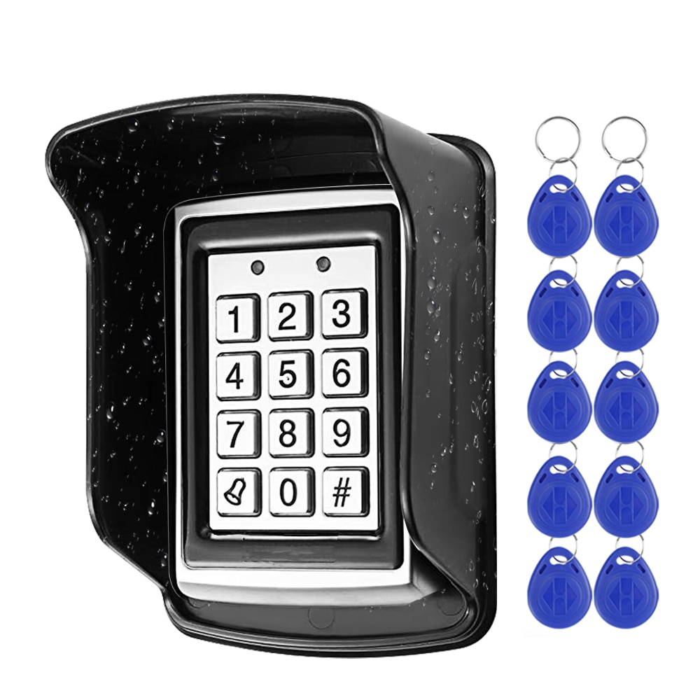 Tastiera di controllo accessi in metallo RFID copertura impermeabile antipioggia apriporta esterno sistema di blocco elettronico con portachiavi disponibili