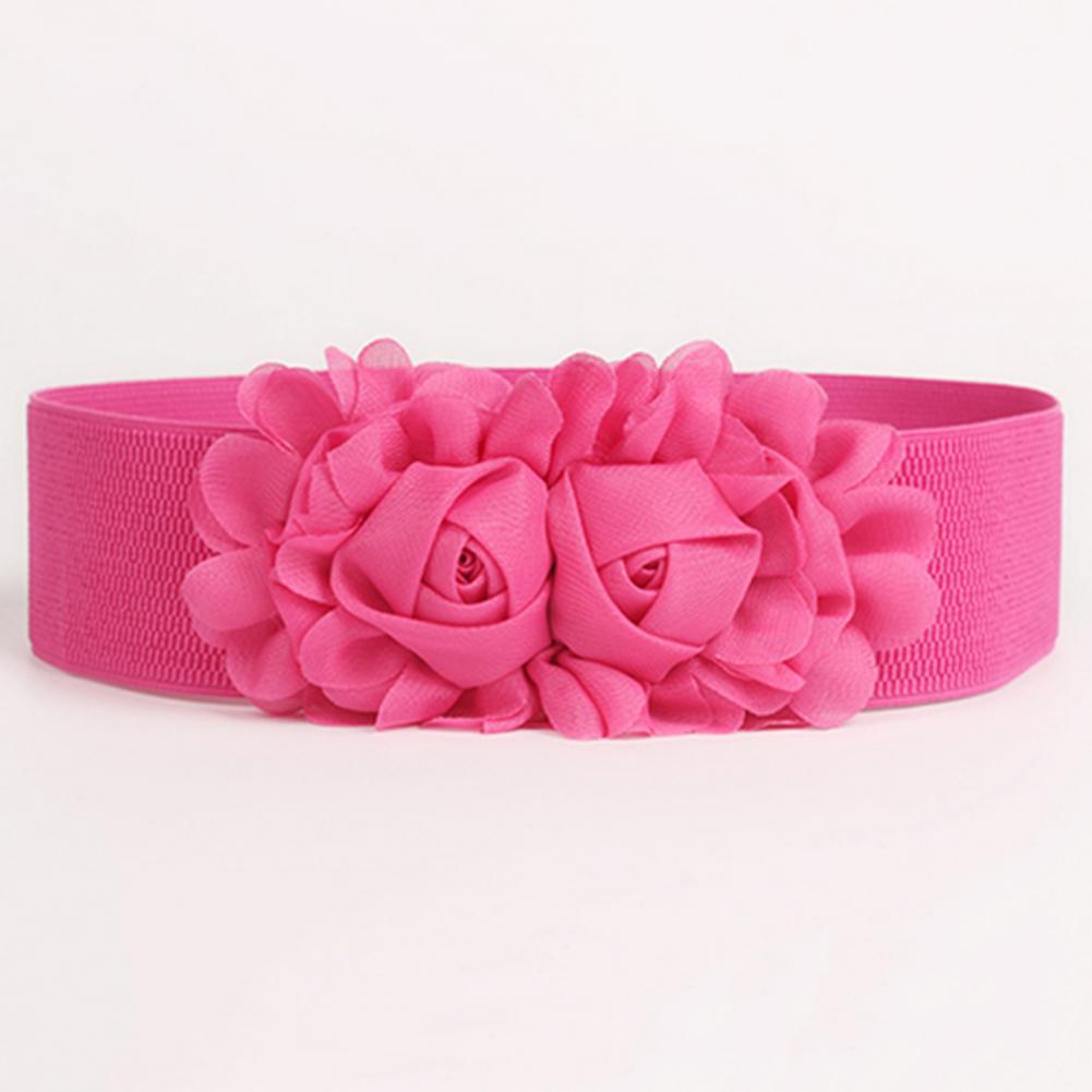 Waist Belt Ladies Wide Belt Women Girl Wide Stretch Elastic Waist Belt Solid Color Flower Waistband All-Match