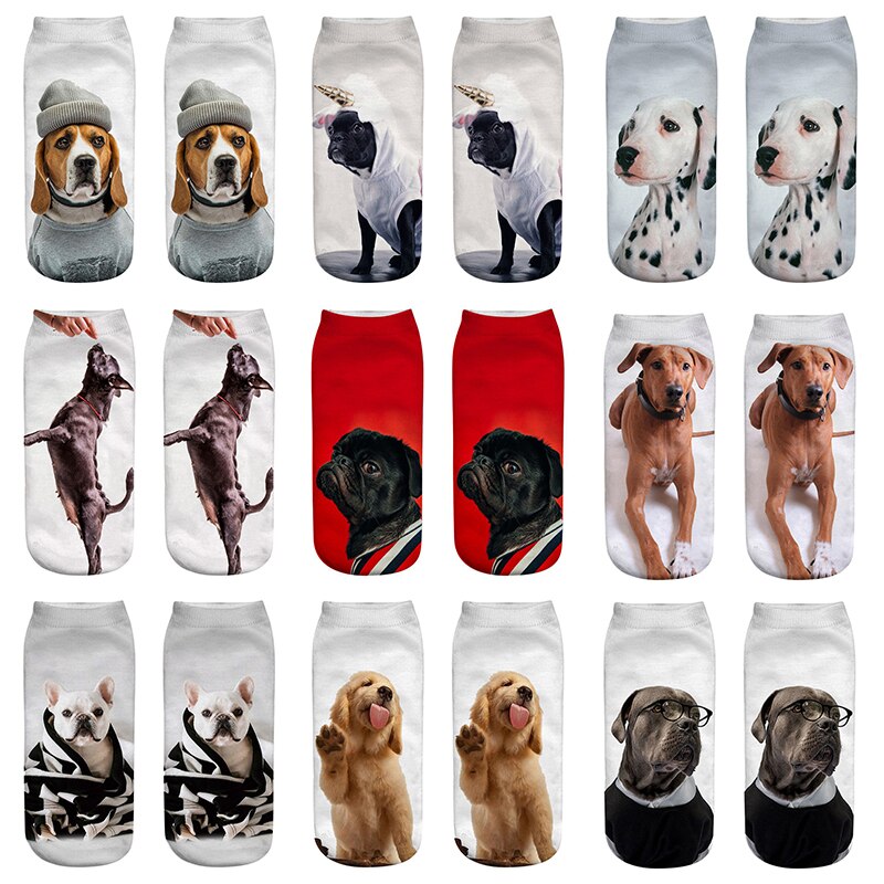 Socks Women 9 Pairs Set Retro Elephant Print Socks Female And Interesting Animal 3D Printed Breathable Cotton Socks: AS13-2