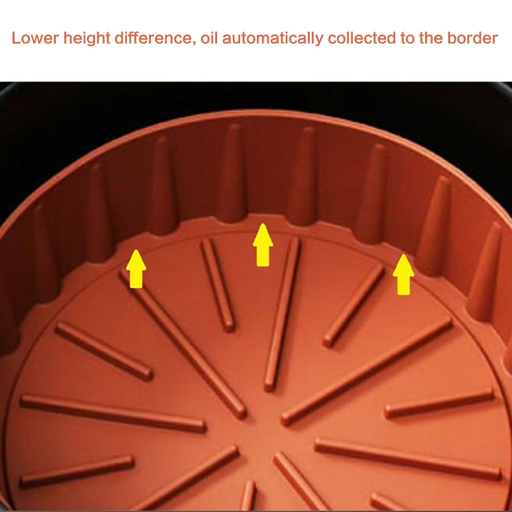 Thick Silicone Grill Pan For Air Fryer Multifunctional Air Fryer Accessories Bread Cake Barrel Pizza Pan Baking Basket Pot Mat