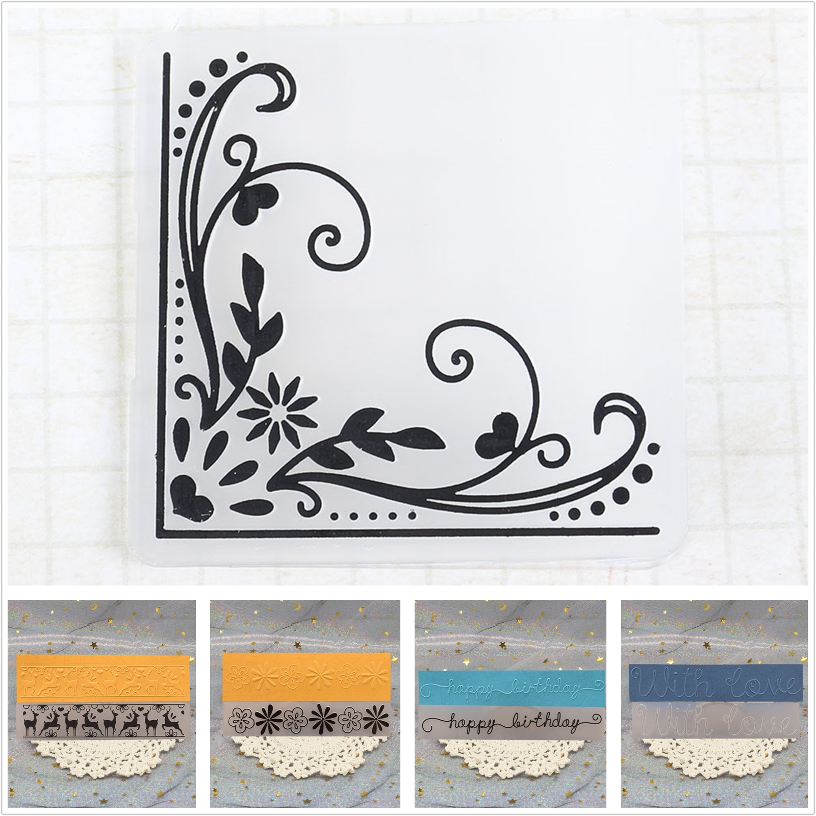 Small Lace Flowers Paper Plastic Embossing Folder Rectangle Stencil Template For Scrapbooking Paper Birthday Card Making Craft