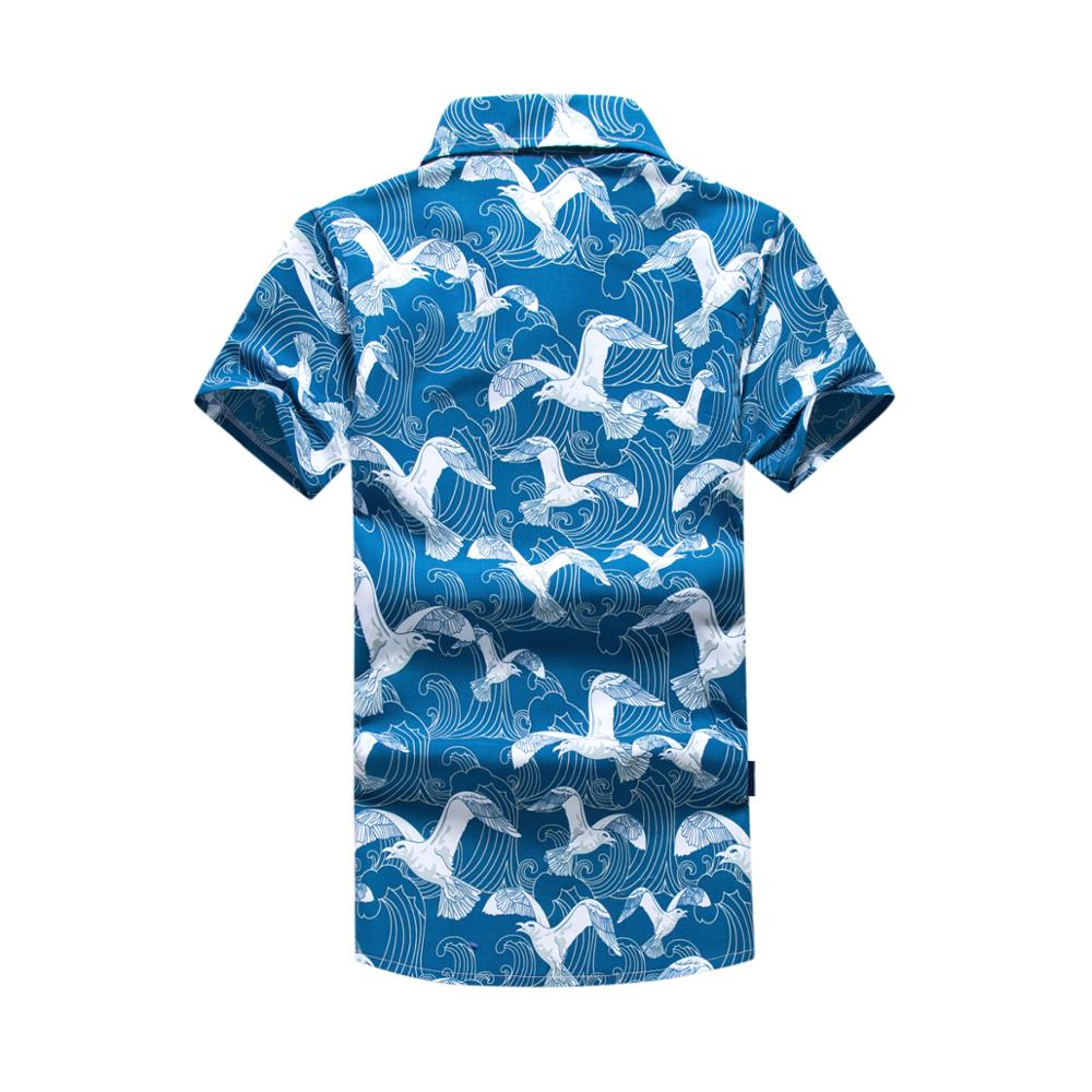 Sommer skjorte mænd kortærmet strand trykte hawaii skjorter turn-down krave åndbar hurtig tør skjorte mænd camisa sommerbluse