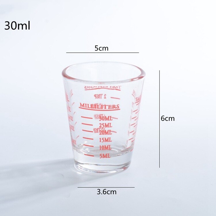 Mini Espresso Koffie Onskop Verdikte Geconcentreerd Geroosterde Kalibratie Dubbele Meet Glas Schaal Mok Tool Levert 30Ml/45ml: Red 30ml