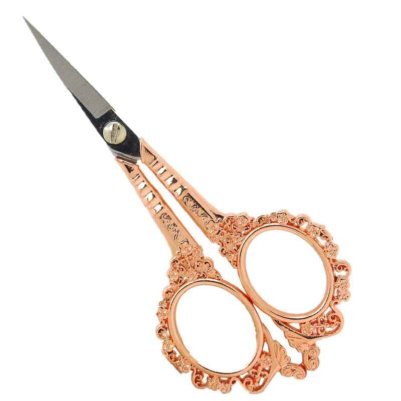 4 Kleur Rvs Europese Vintage Bloemen Naaien Schaar Korte Cutter Duurzaam Maat Schaar Voor Stof Ambachten Huishouden: Rose gold