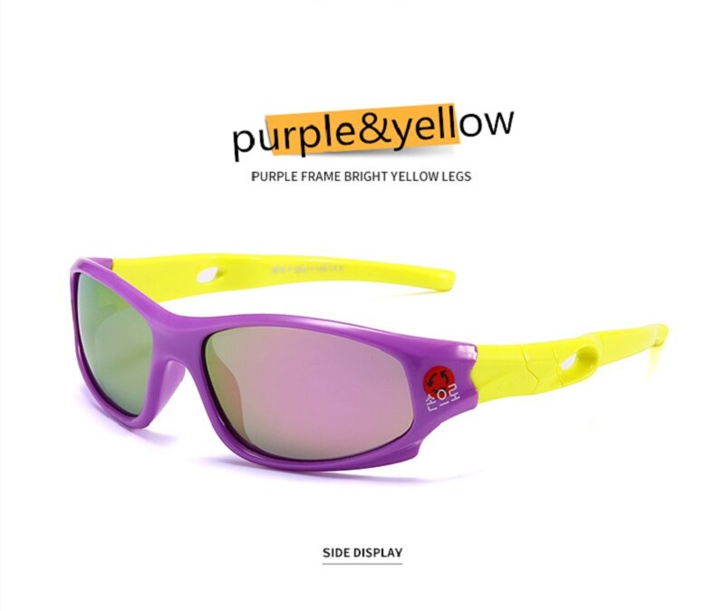 Kids Sport Cycling Fish Sunglasses Uv400 Protection Eyewear Boys Girls Outdoor Sun Glasses Coating Film Children Glasses: purpleyellow