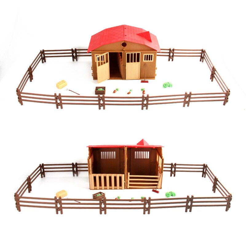 25 pcs Set Simulation Farmhouse Scene Model Children Farm DIY Toy Accessories Fences Fork Broom Wooden Box Haystack Real life