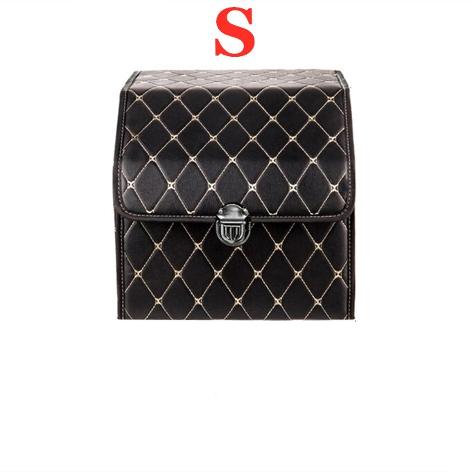 PU Leather Trunk Organizer Folding Storage Box Car SUV Trunk Organizer Stroage Bag Auto Interior Car Accessories: S black