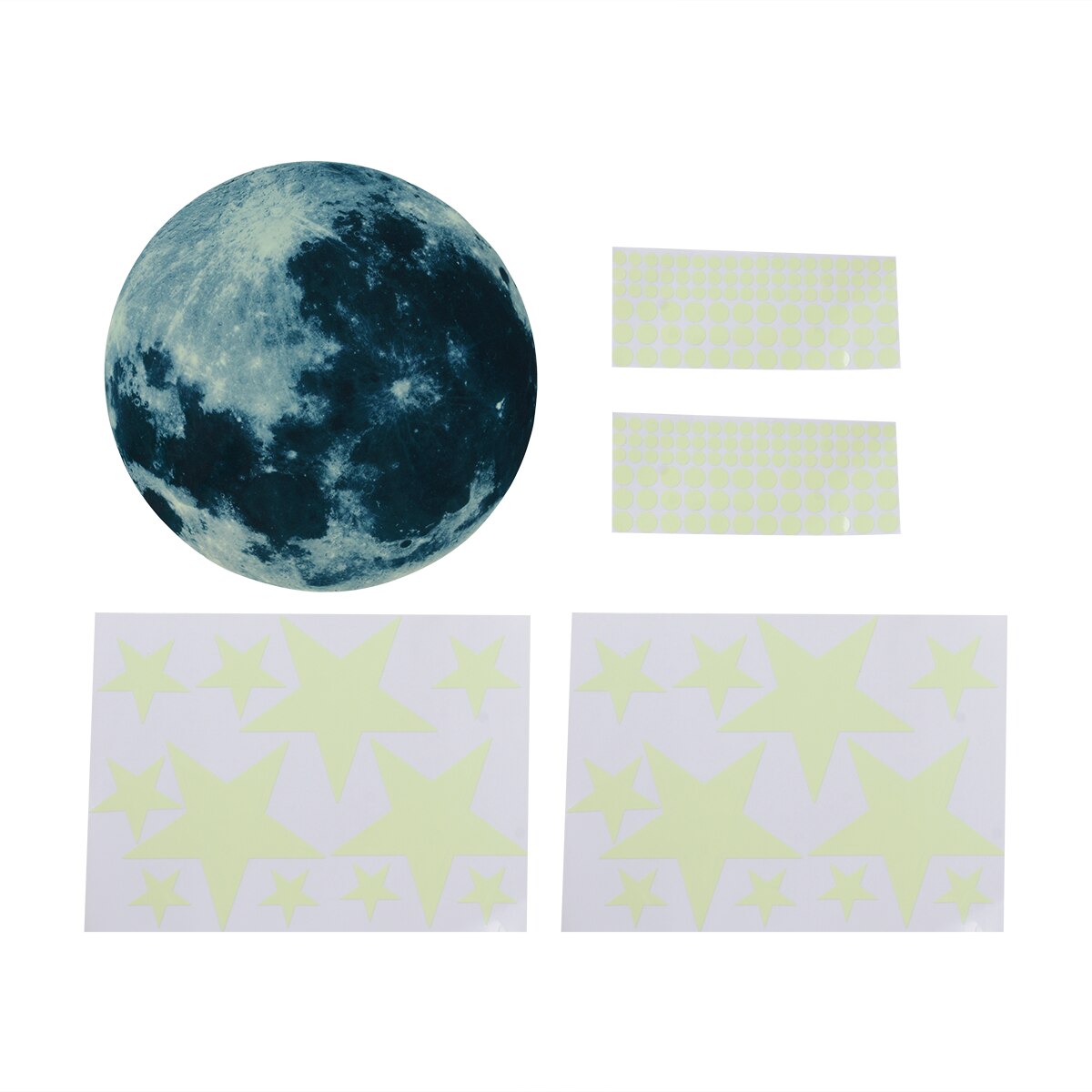 Fluorescerende muurstickers voor de slaapkamer, 's nachts lichtgevende stickers, maansterrencombinatie, 3d muurstickers voor de woonkamer