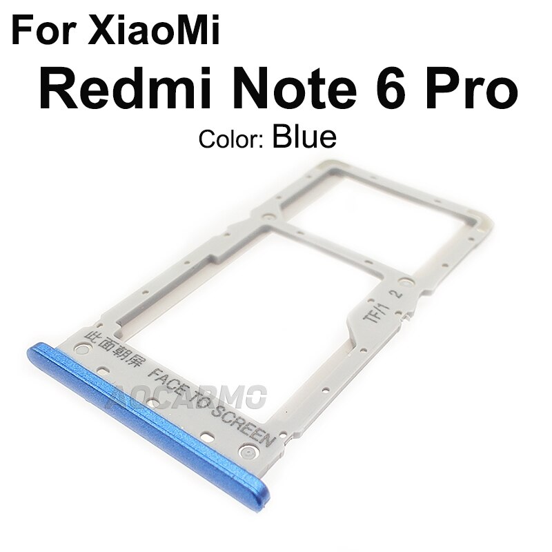 Aocarmo Metall Kunststoff Nano Sim Karte Tablett MicroSD Slot Halfter Ersatz Teil Für XiaoMi Redmi Hinweis 6 Profi 6Profi m1806e7: Blau