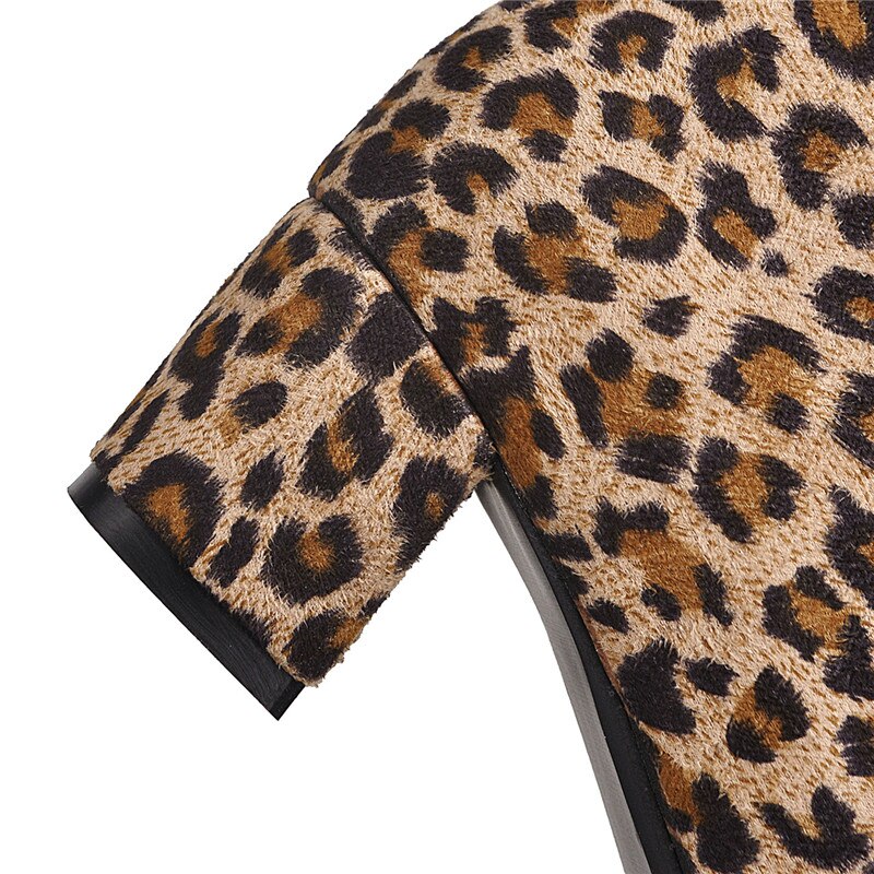 Morazora nieuwste dames enkellaarsjes met luipaardprint, ronde neus en ritssluiting, herfst/winter laarsjes met hoge hak en nette schoenen voor dames
