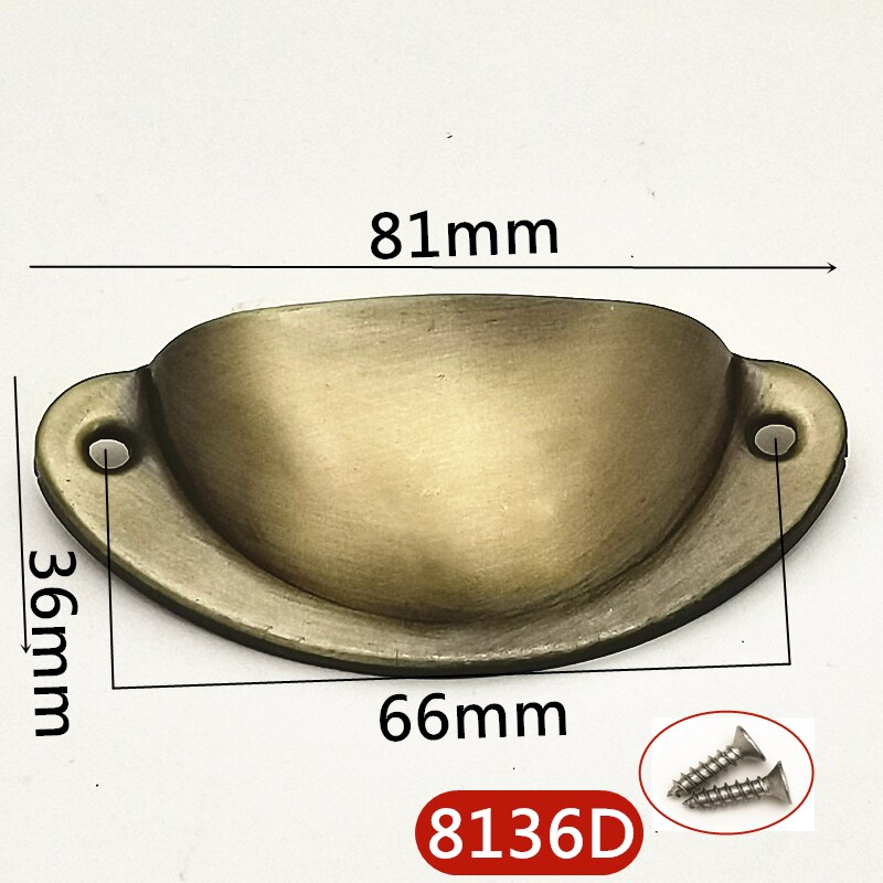 4pcs/lot Metal Kitchen Drawer Cabinet Door Handle Furniture Knobs Hardware Cupboard Antique Iron Shell Pull Handles: Style D