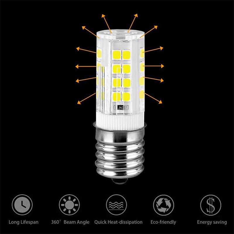 Bombilla LED de cerámica para horno microondas, lámpara de luz para congelador, piezas de repuesto para microondas, E17, 210-230V, 4W, 6000K