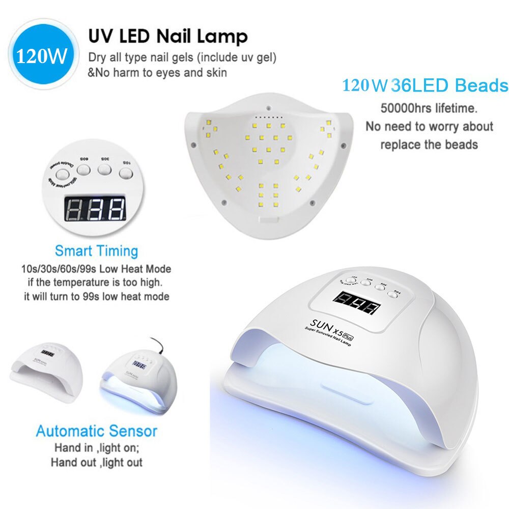 Sun  x5 plus uv led-lampa nageltork manikyr nagellampa uv-ljus för gelnaglar med rörelseavkännande lampa för manikyr