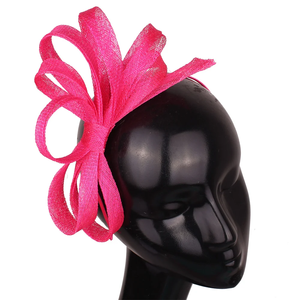 Fascinateurs de cheveux de mariage pour femmes, chapeau de plumes pour femmes, accessoires féminins, pince, vêtements de sauna, bandeau de sauna, cocktail, coiffure d'occasion: Rose Rouge