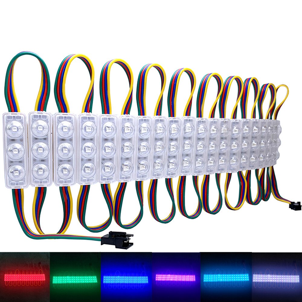 12V RGB LED Module Injection Lens SMD 5050 Super Bright Advertising Light Changeable Color Waterproof Sign Backlight 20Pcs/Lot