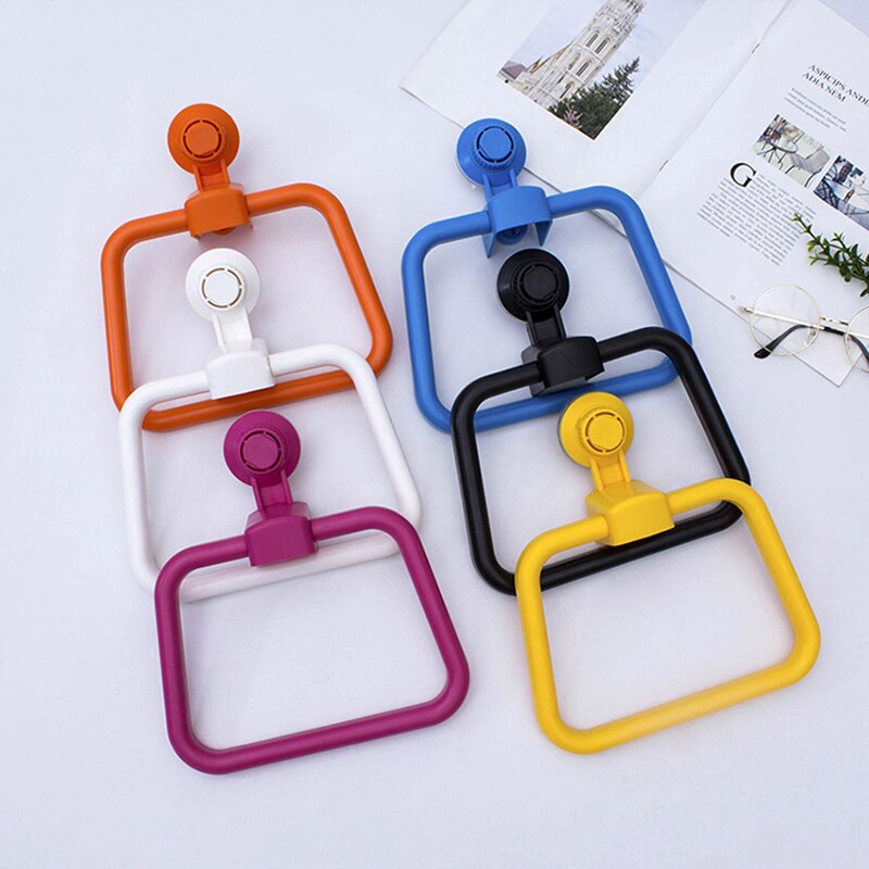 Strong Suction Cup Towel Hanger Ring Bathroom Punch-free Plastic Towel Rack Bathroom Toilet Kitchen Seamless Cleaning Rug Holder