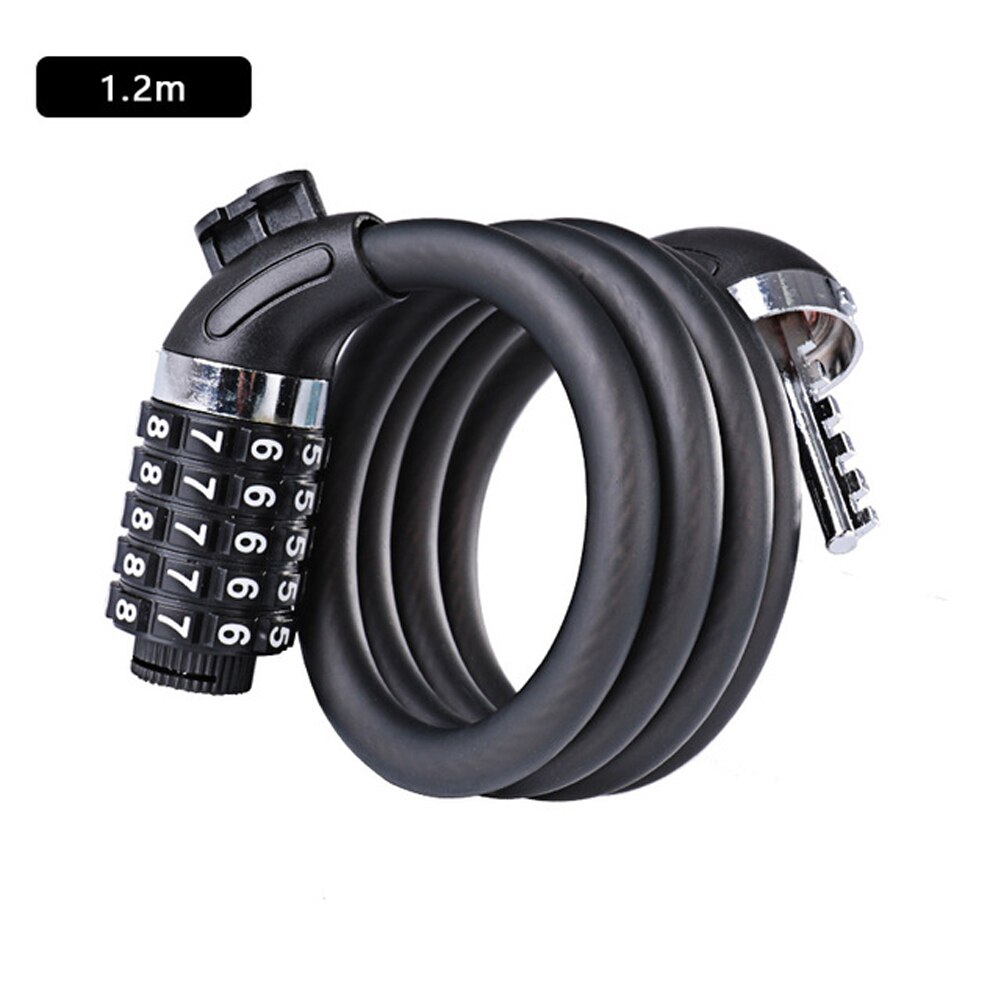Bike 1.2m Chains Blocks and anti-theft Cord Cable Lock Tough Security Coded Steel Wiring Bicycle Lock 5 Digit Code Combination: Key style 1.8m