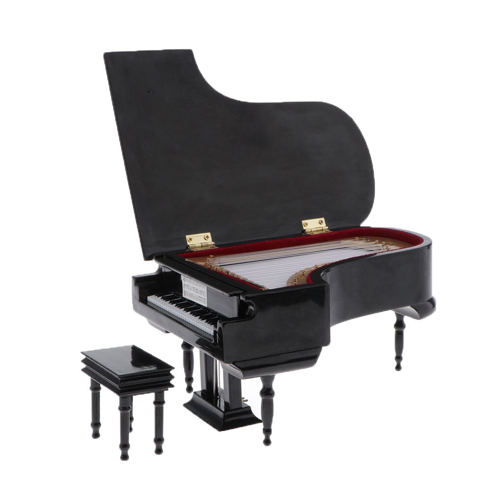 1:6 Mini Holz Klavier Modell für Puppenhaus, freundlicher vorgeben Spielen Spielzeug Birhday: Schwarz