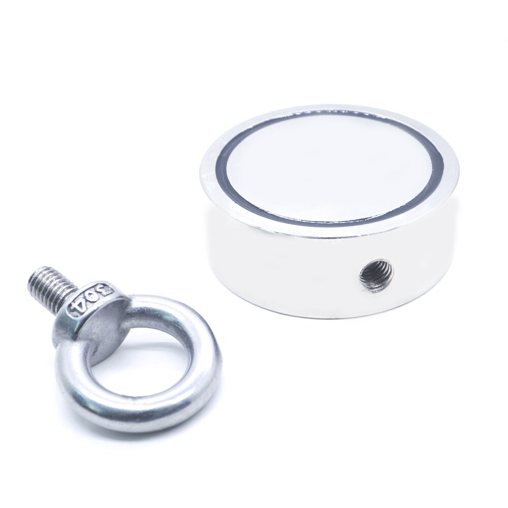 Imán potente de neodimio de doble cara, grande, magnético, fuerte, de salvamento, para pesca de Río, con anzuelo permanente