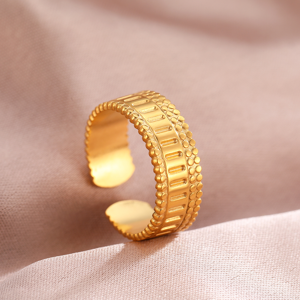 Anillos de acero inoxidable bohemio geométrico abierto ajustable anillo ancho Vintage anillo fino para mujer joyería de aniversario: Azul