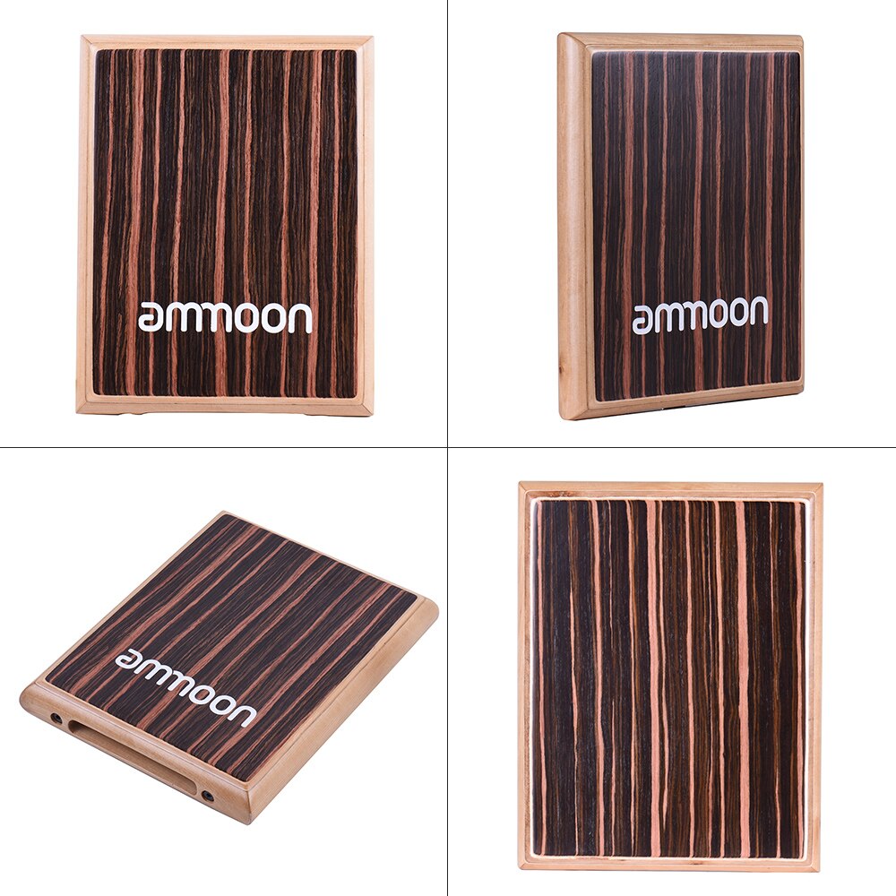 Ammoon kompakt rejseboks tromme cajon flad håndtromme percussion instrument med justerbar strenge bæretaske