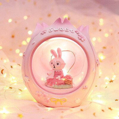 Unicorn baby sleep night light cute star Lamp girl heart bedroom romantic table lamp home decor luminous toys: Burgundy