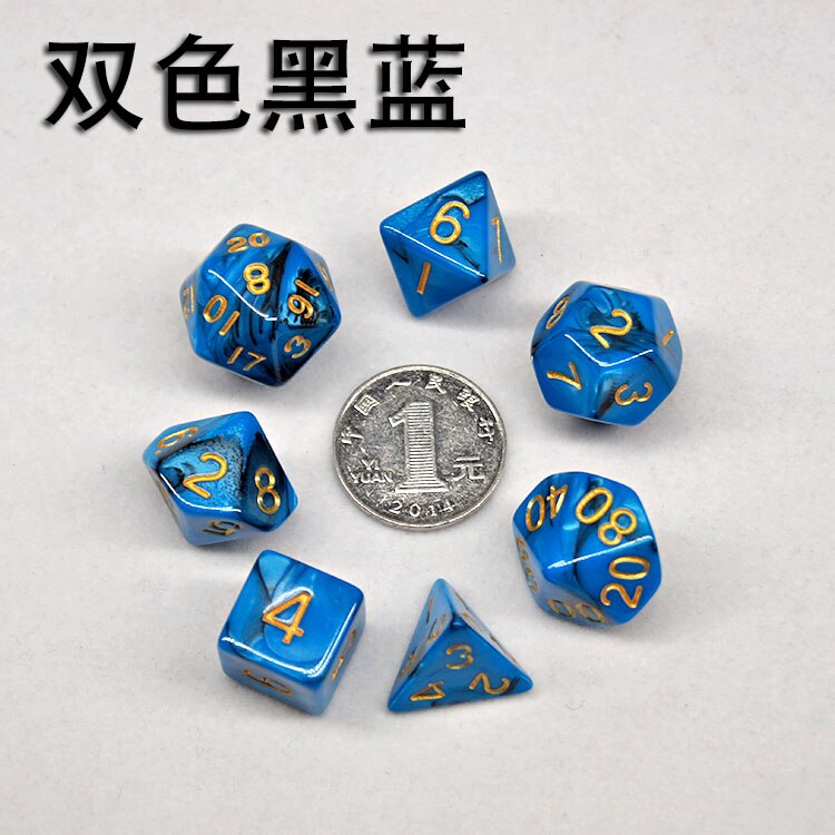 Multi-mix farve 7 stk terning sæt trgp spil polyhedron  d4-d20 multi-facetteret terningtårn akryl dados rpg multi-faced dnd terninger: G