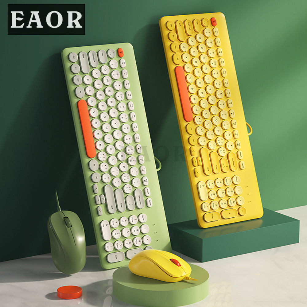 EAOR USB Wired Keyboard and Mouse Combos for Laptop Desktop Portable Gaming Keyboard Mouse Set Mute Computer Keyboard