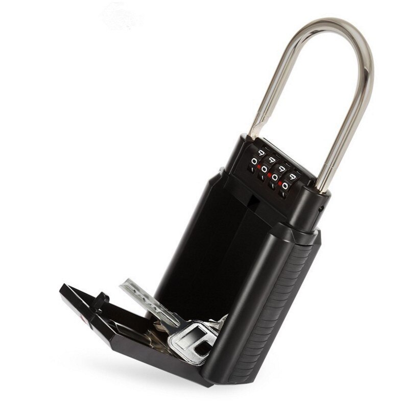 Keyed Locks Secret Security Padlock Key Storage Box Organizer Zinc Alloy Safety Lock with 4 Digit Combination Password