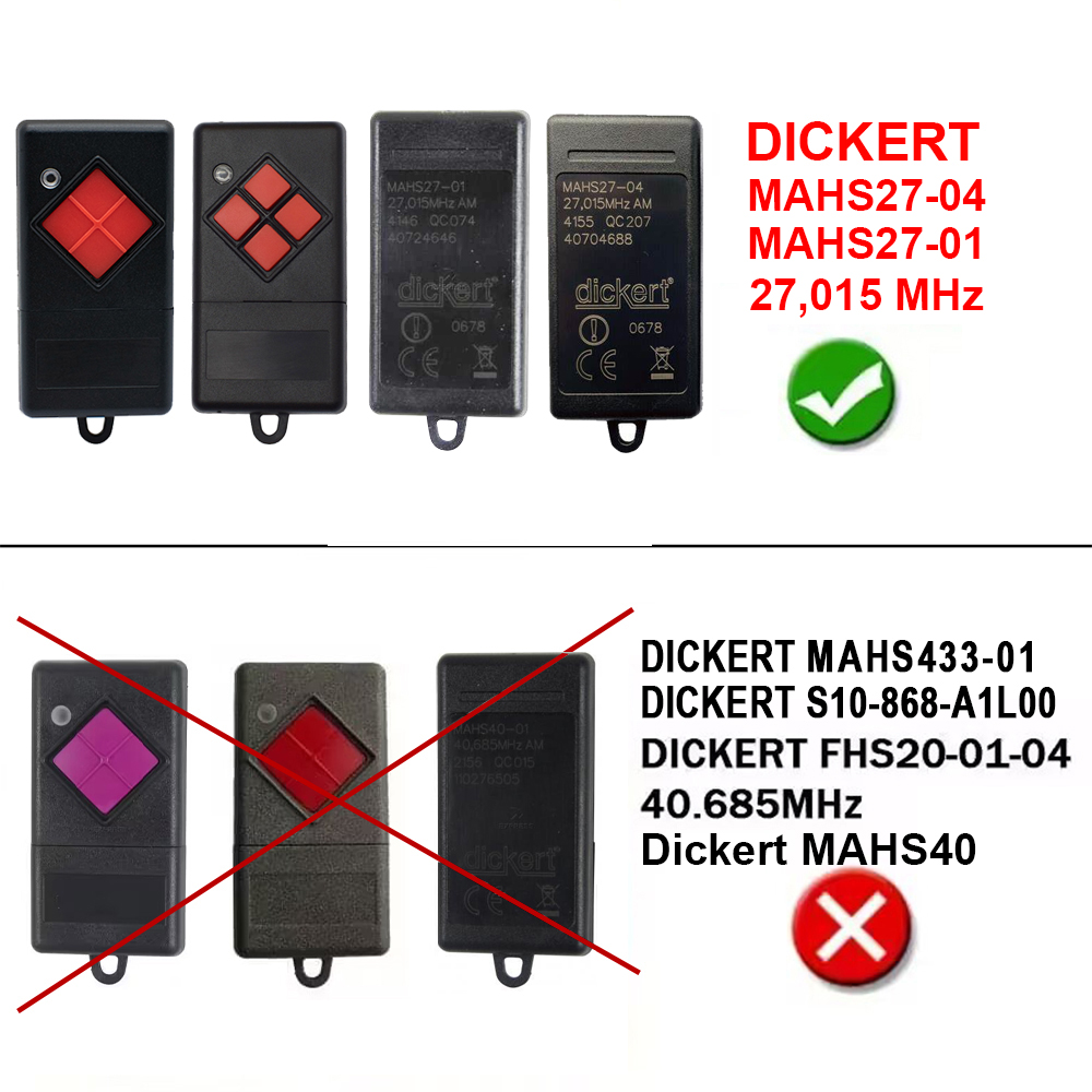 Dickert MAHS27-04 MAHS27-01 27,015 MHz Garagentor-Fernbedienung Dickert MAHS27 27 MHz Handsender