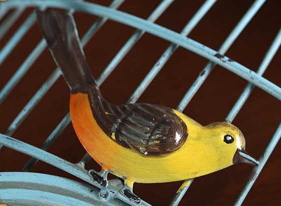 Bird Cage Wall Clock Vintage Antique Style Decor Hanging