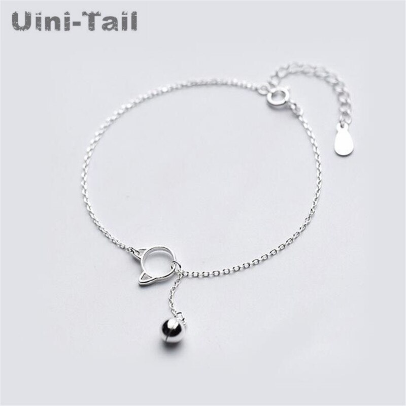 Uini-Tail 925 sterling silver Korean version of the small fresh cute cat bell bracelet simple personality cute