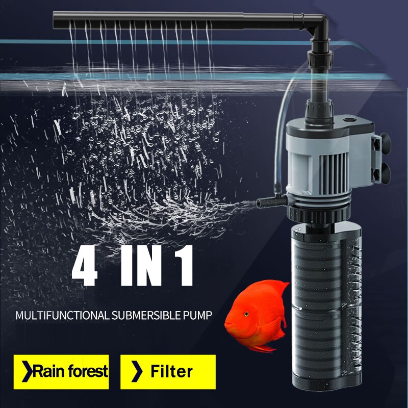 Multi-functio 4 in 1 Internal Aquarium Filter Pump Submersible Fish Tank Water Pump Filter Wave Surf Circulation Oxygen Pump