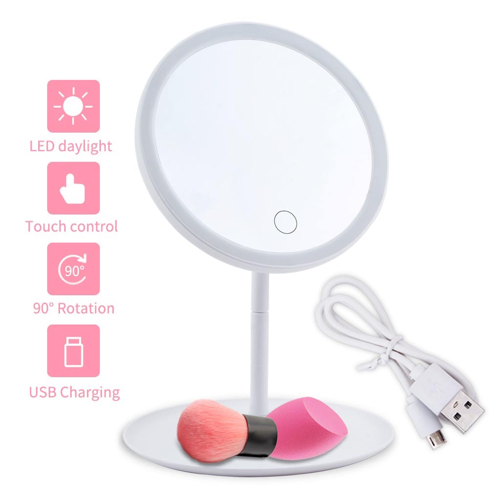 Touchscreen Eitelkeit Spiegel Mit Natürlichen Weißen Tageslicht machen-hoch hinterleuchtet Spiegel Arbeitsplatte Abnehmbare Einstellbare USB Kosmetik Mir