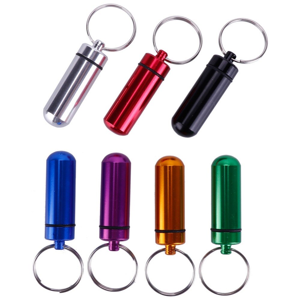 5 stk/parti vandtæt aluminium pilleæske medicinæske beholder flaskeholder nøglering udendørs pilleæske pilleæske bærbar  #273518