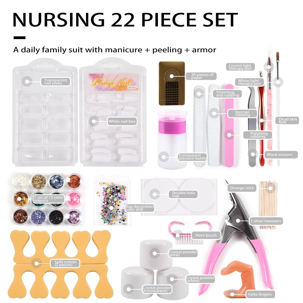 Nail kit set Gel Nail Set Nail Acrylic with drill Tool Practice clipper Manicure care Nail foil sticker Nail Polish