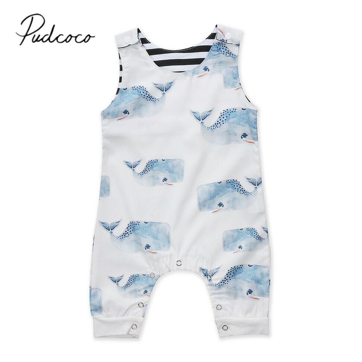 Baby Summer Clothing Newborn Kid Baby Boy Sleeveless Whales Print Romper Jumpsuit Sunsuit Playsuits Casual Outfit Clothes