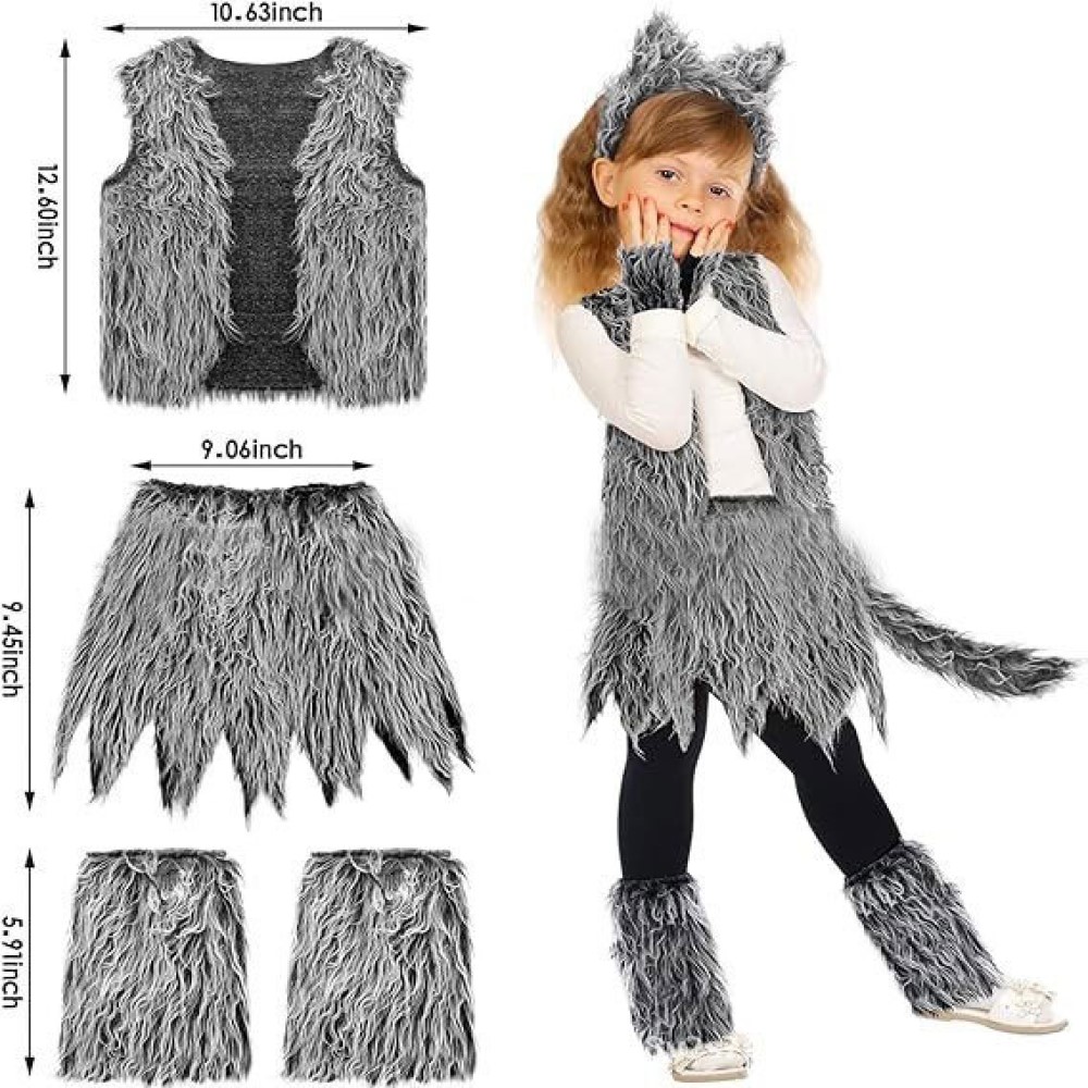 Halloween Werewolf Accessories Wolf Costume Animal Ear and Tail Costume for Halloween Cosplay Party Dress Up Set: green