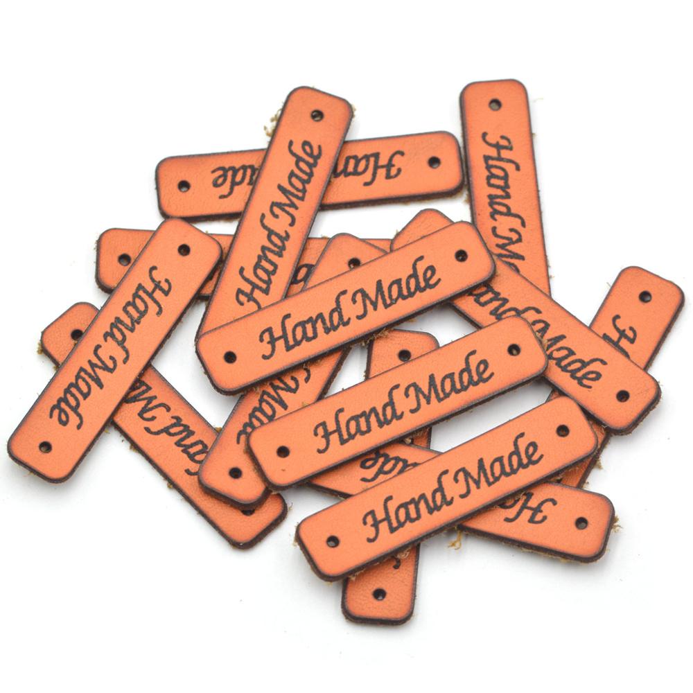 Kalaso 20 stk orange håndlavede etiketter tøj beklædningsgenstand læder etiketter håndlavede tags tasker sko gør det selv syudstyr