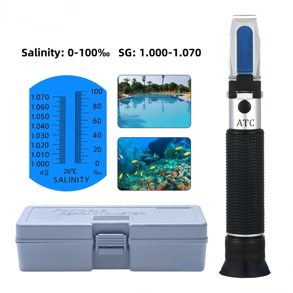 Portable Sea Water Salinity Meter 0-100 Breeding Salinity Meter Refractometer Optical Salinity Meter Handheld Refractometer