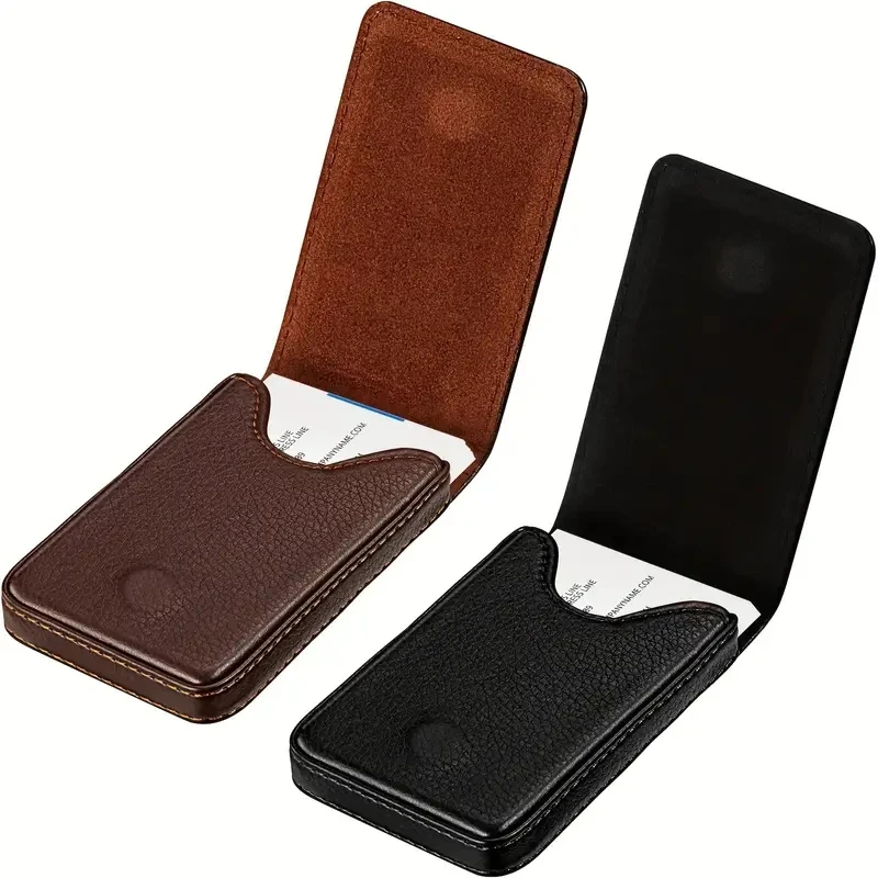 Business Card Holder Purse, Vertical Version PU Leather Card Case Wallet Pocket Business Name Card Holder with Magnetic Shut