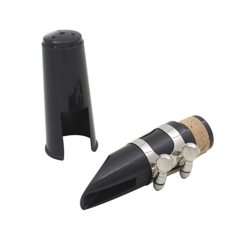 Black Plastic B Flat Clarinet Mouthpiece & Cap Clamp Woodwind Instruments
