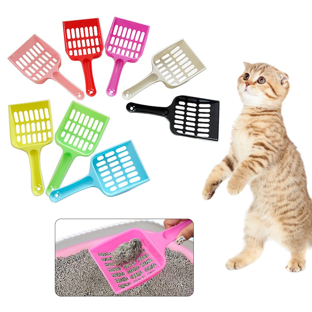 Eco-Friendly Pet Cat Litter Scoop Convenient Plastic Cleanning Tool Puppy Kitten Poop Shovel With Garbage Box Pets Cats Supplies