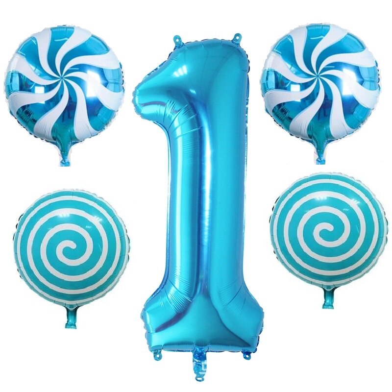 5 stuks babyshower 1st folie ballonnen met cijfers 18 inch ronde heliumballon verjaardagsfeestdecoratie opblaasbare wereldbol diy jubileum