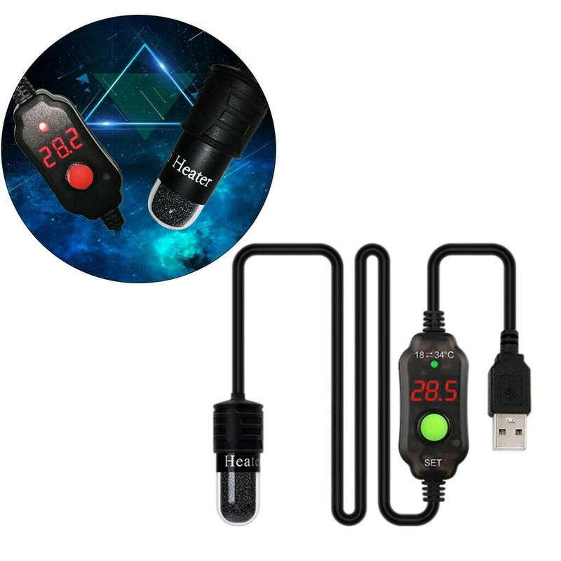 Mini Aquarium Fish Tank Heater Temperature Controller Submersible Thermostat Heater 10W USB Digital LED Turtle Tank Heating Rod